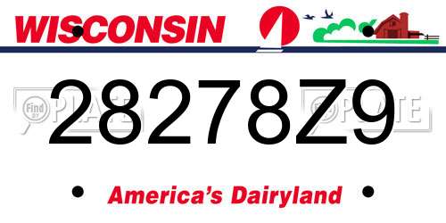 28278Z9 Wisconsin License Plate