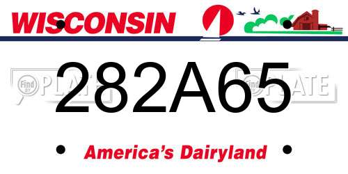 282A65 Wisconsin License Plate