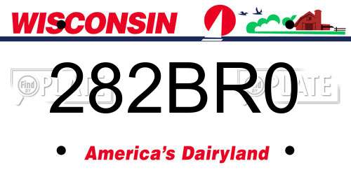 282BR0 Wisconsin License Plate