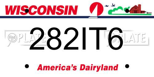 282IT6 Wisconsin License Plate