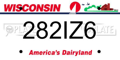 282IZ6 Wisconsin License Plate