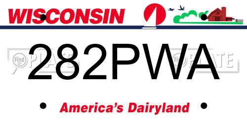 282PWA Wisconsin License Plate
