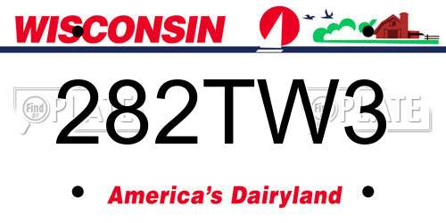 282TW3 Wisconsin License Plate