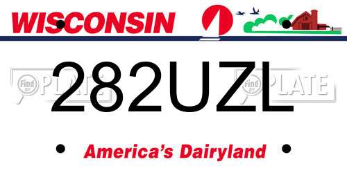 282UZL Wisconsin License Plate