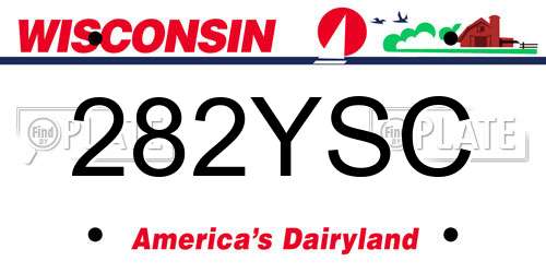 282YSC Wisconsin License Plate
