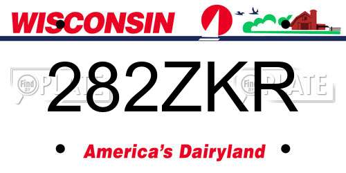 282ZKR Wisconsin License Plate