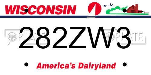 282ZW3 Wisconsin License Plate
