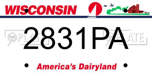 2831PA Wisconsin License Plate