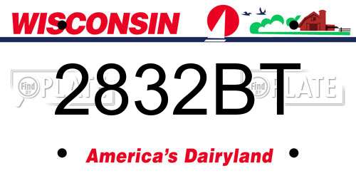 2832BT Wisconsin License Plate
