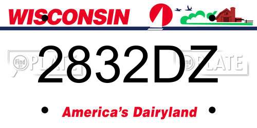 2832DZ Wisconsin License Plate