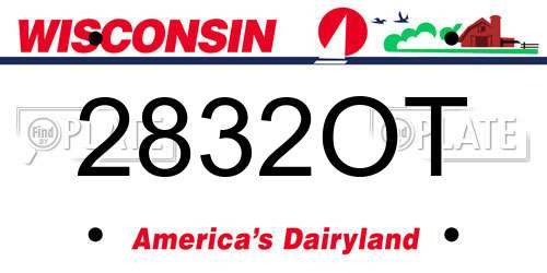 2832OT Wisconsin License Plate