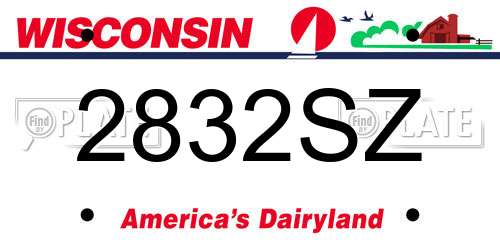 2832SZ Wisconsin License Plate