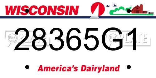 28365G1 Wisconsin License Plate