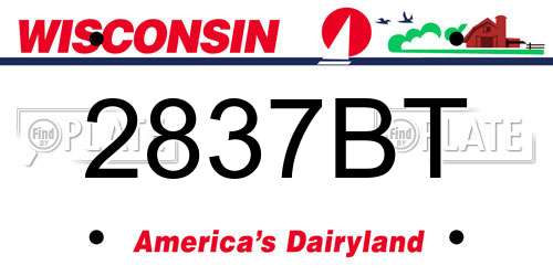 2837BT Wisconsin License Plate
