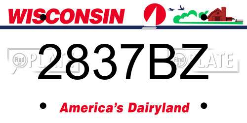2837BZ Wisconsin License Plate