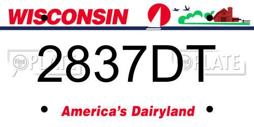 2837DT Wisconsin License Plate