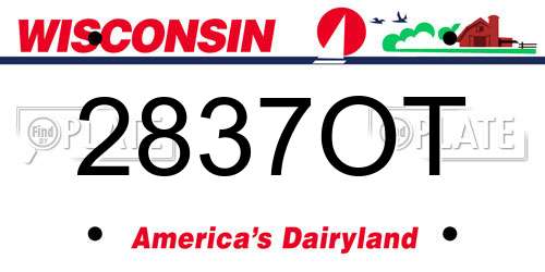 2837OT Wisconsin License Plate