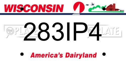 283IP4 Wisconsin License Plate