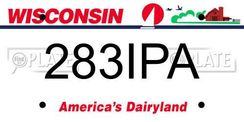283IPA Wisconsin License Plate