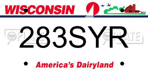 283SYR Wisconsin License Plate