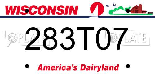 283T07 Wisconsin License Plate