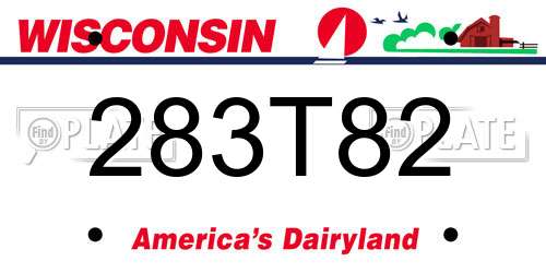 283T82 Wisconsin License Plate