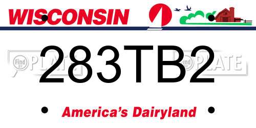 283TB2 Wisconsin License Plate