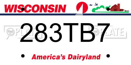 283TB7 Wisconsin License Plate
