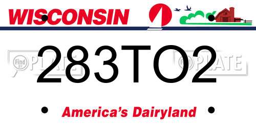 283TO2 Wisconsin License Plate