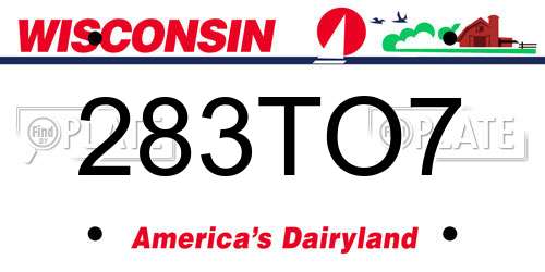 283TO7 Wisconsin License Plate