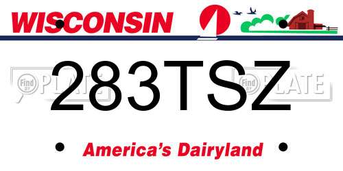283TSZ Wisconsin License Plate