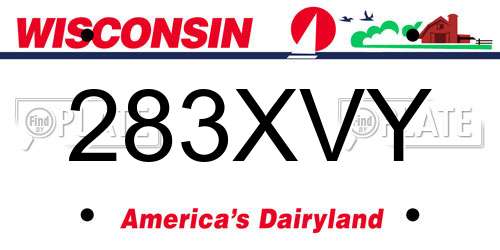 283XVY Wisconsin License Plate