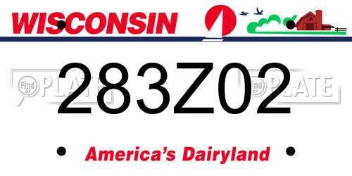 283Z02 Wisconsin License Plate