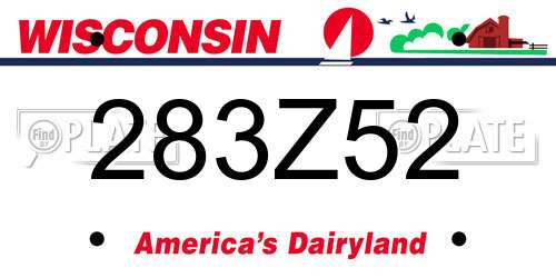 283Z52 Wisconsin License Plate