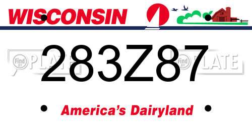 283Z87 Wisconsin License Plate