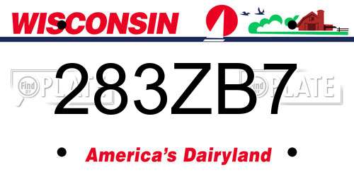 283ZB7 Wisconsin License Plate