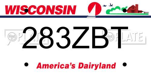 283ZBT Wisconsin License Plate