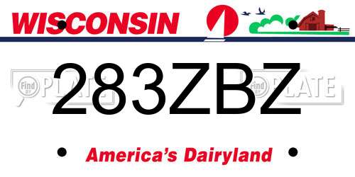 283ZBZ Wisconsin License Plate