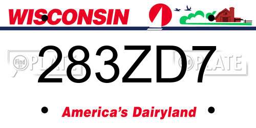 283ZD7 Wisconsin License Plate