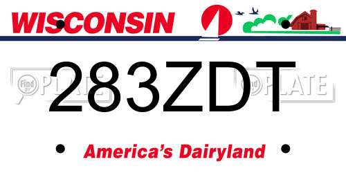 283ZDT Wisconsin License Plate