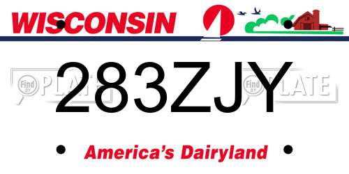 283ZJY Wisconsin License Plate