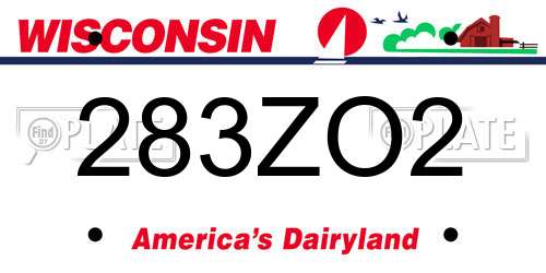 283ZO2 Wisconsin License Plate