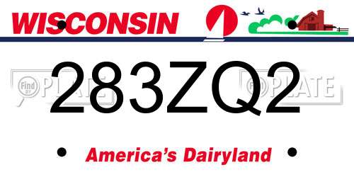 283ZQ2 Wisconsin License Plate