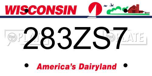 283ZS7 Wisconsin License Plate