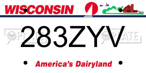 283ZYV Wisconsin License Plate