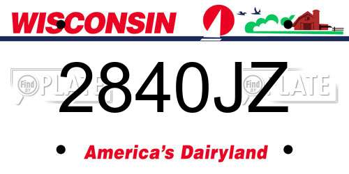2840JZ Wisconsin License Plate