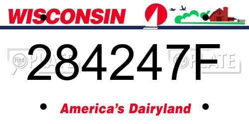 284247F Wisconsin License Plate