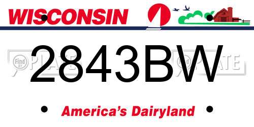 2843BW Wisconsin License Plate