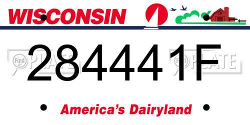 284441F Wisconsin License Plate