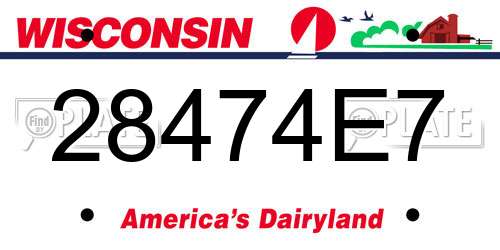 28474E7 Wisconsin License Plate